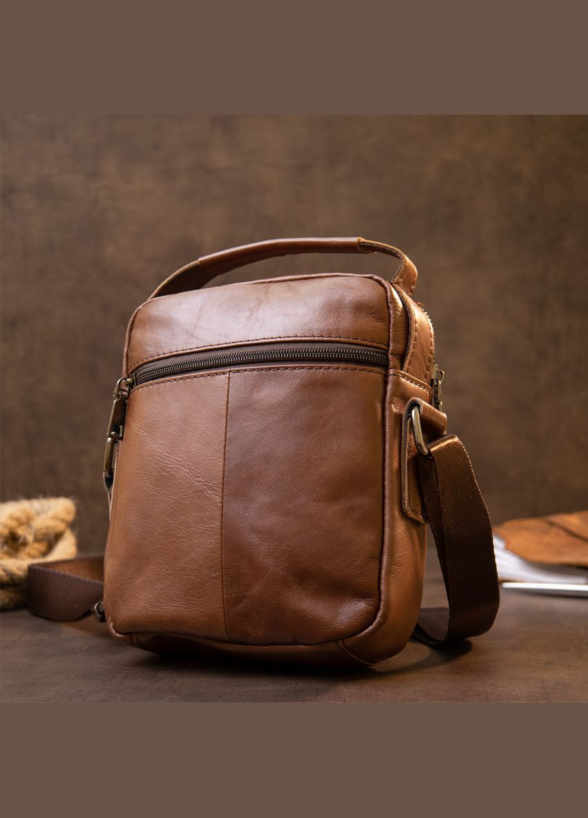 Мессенджер з отвором для навушників чоловічий 20414 Коричневий Vintage (298566971)