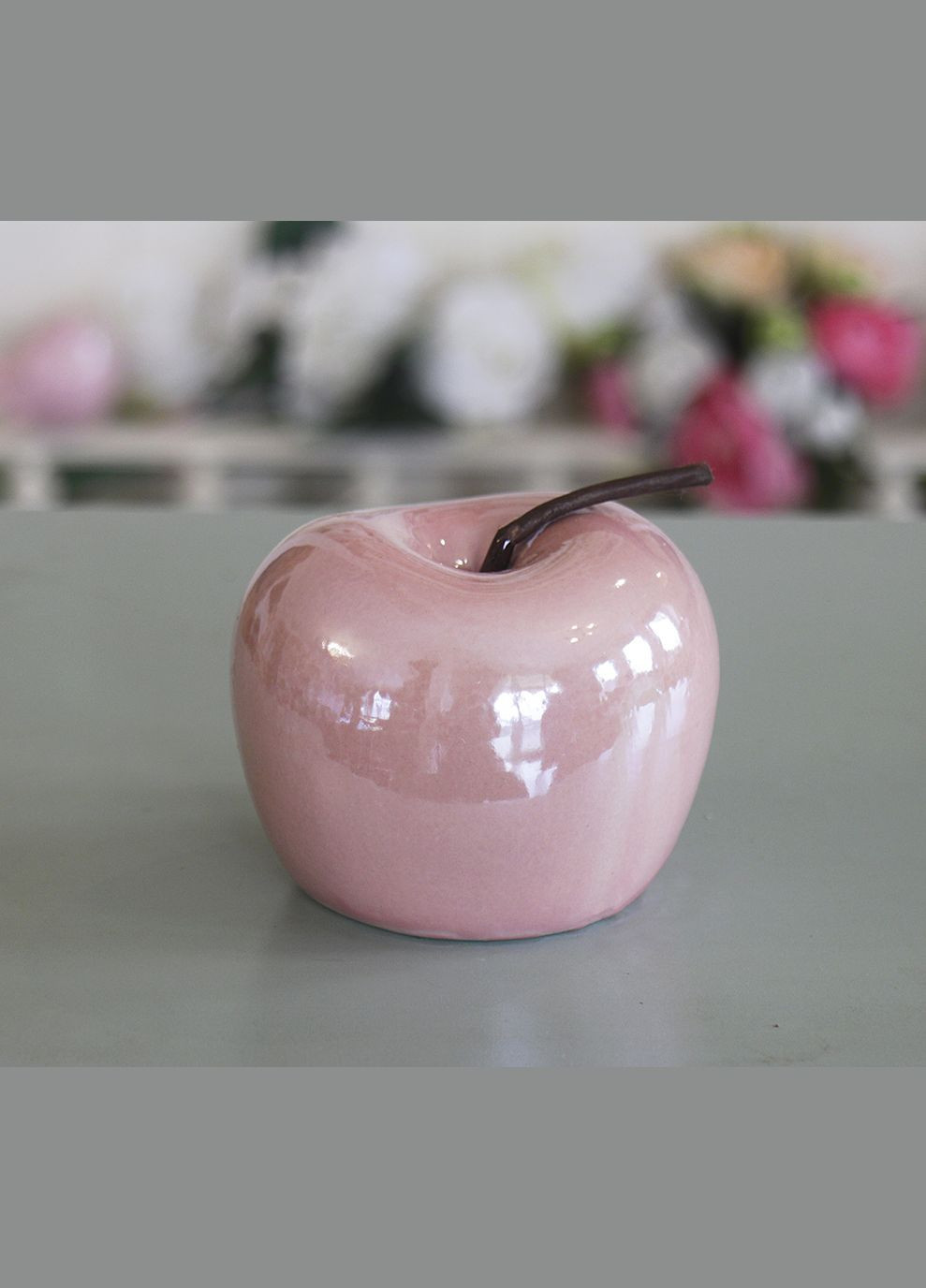 Декоративне яблуко рожева кераміка h6см перламутр (10061322) Гранд Презент (283039058)