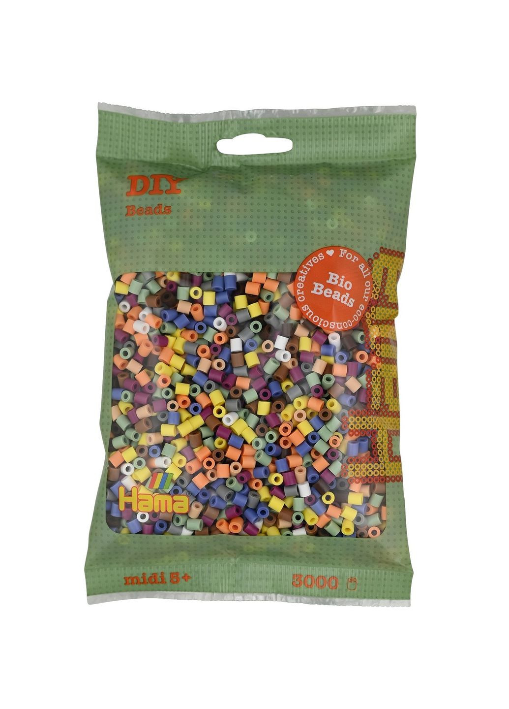 Термомозаика Набор цветных био-бусов Midi 5+ 3000 шт 10 цветов Hama HM-191-197 (328448965)