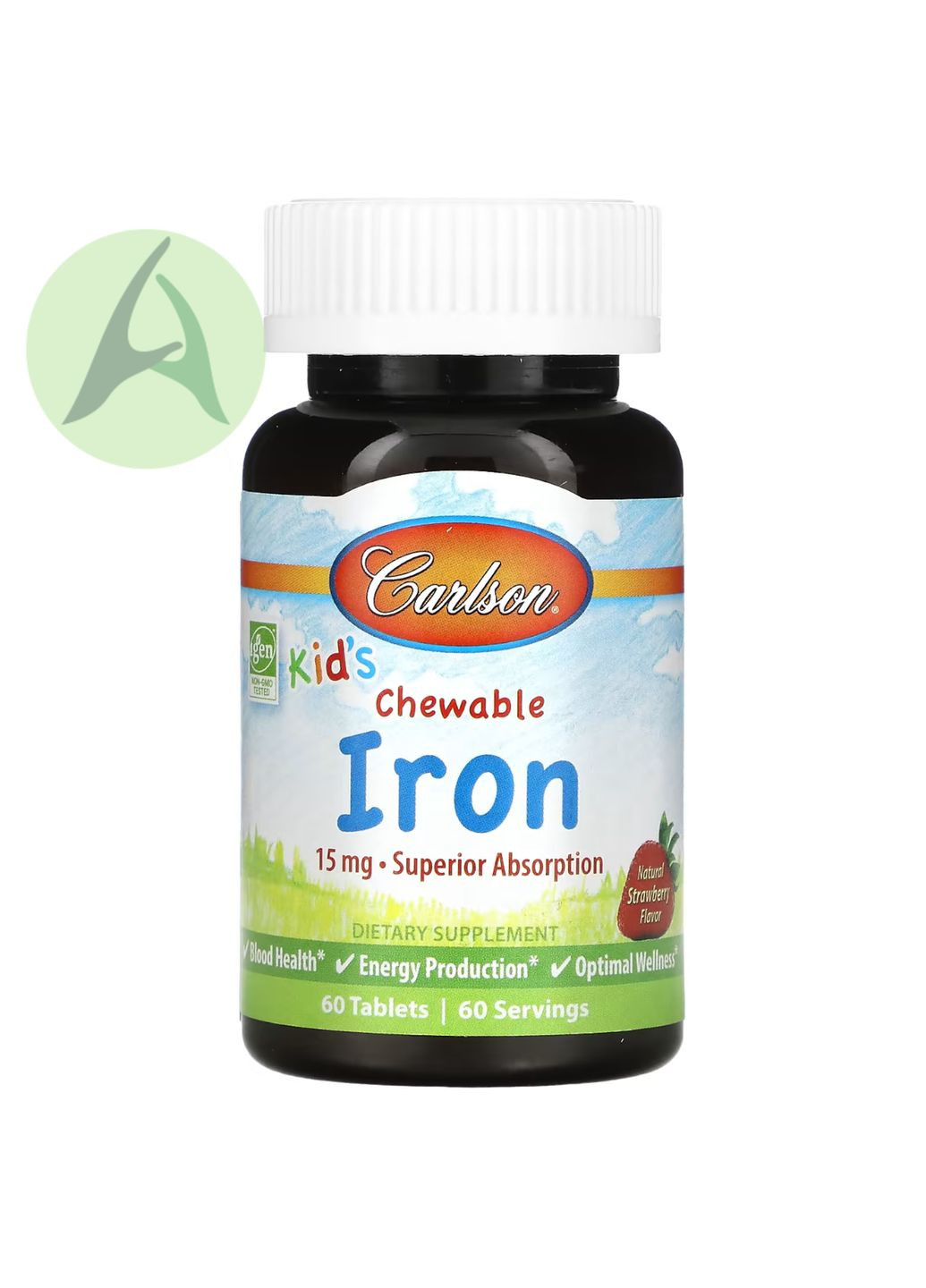 Залізо для дітей, полуниця, 15 мг, 60 таблеток Carlson Labs (314524268)