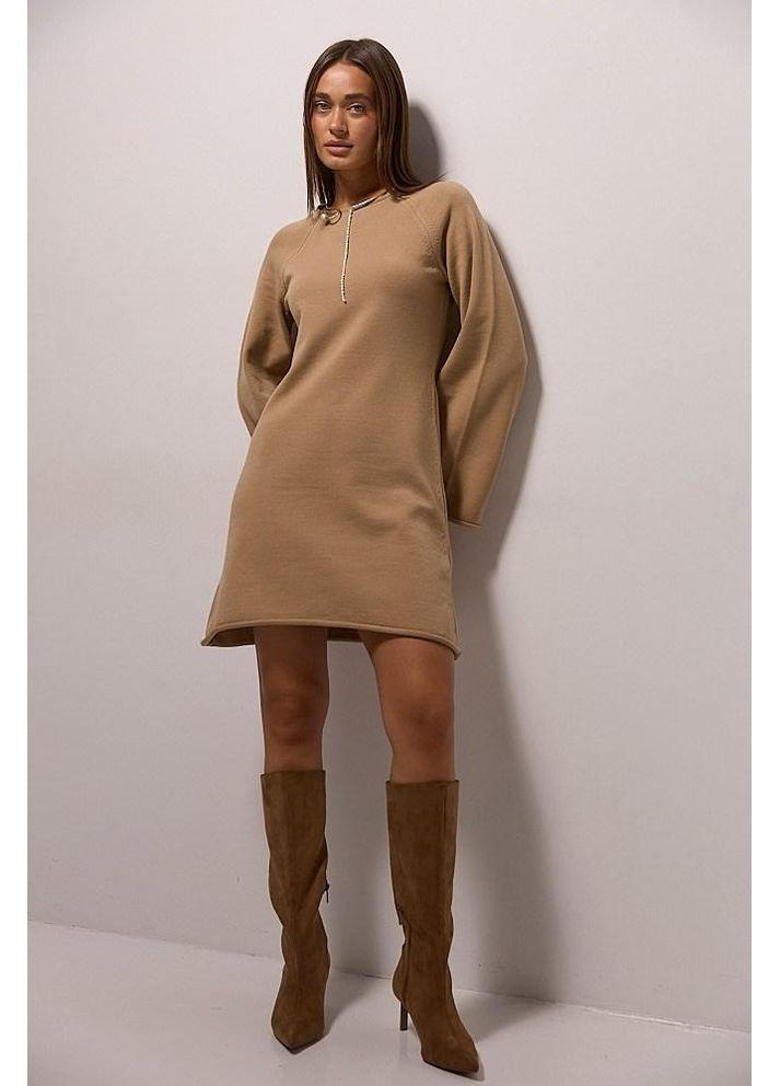 Бежевое кэжуал вязаное бежевое платье короткое украина No Brand