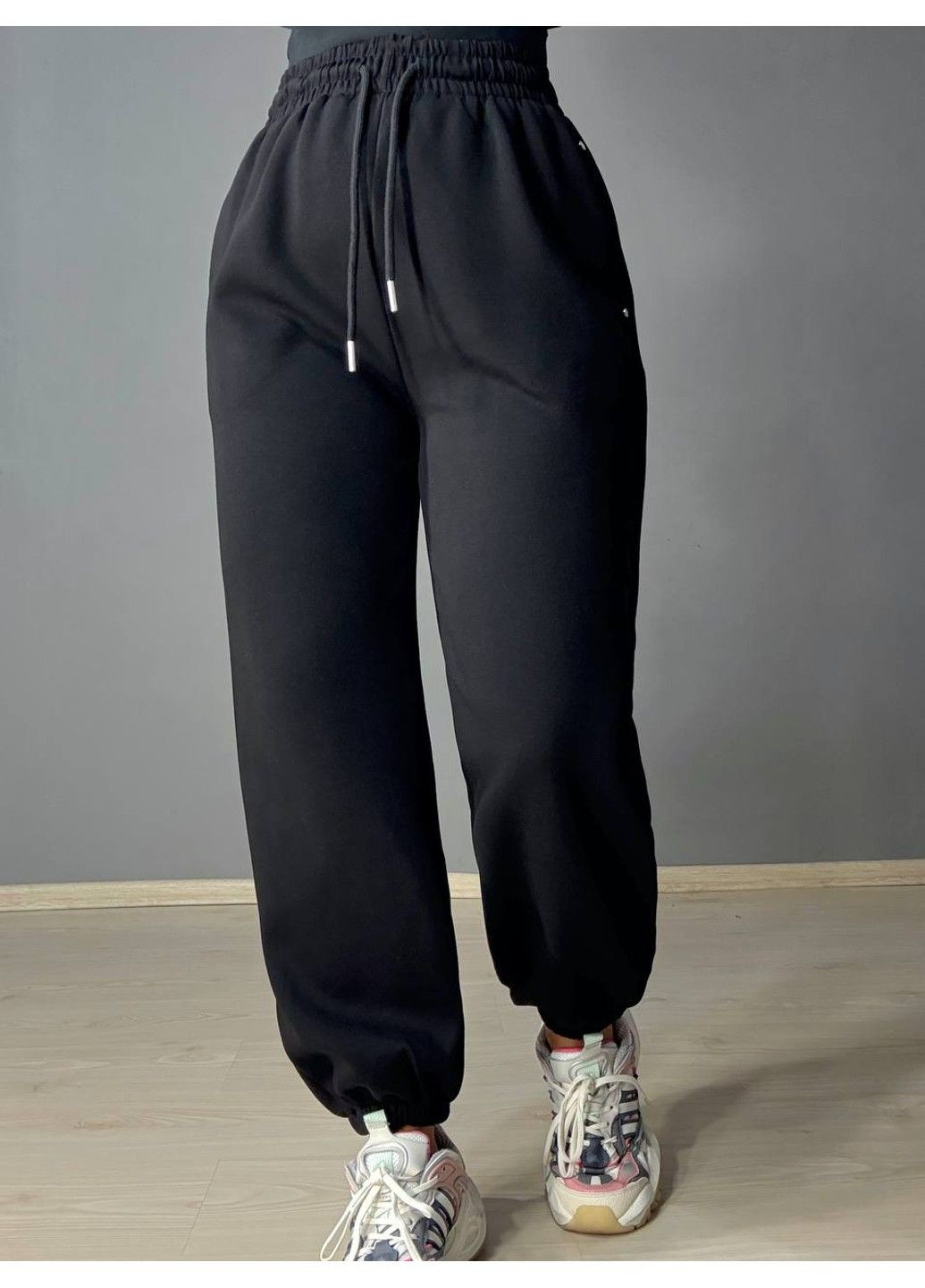 Штаны женские A-N 27090 джогеры спортивные на резинке трикотажные черные No Brand (359368237)