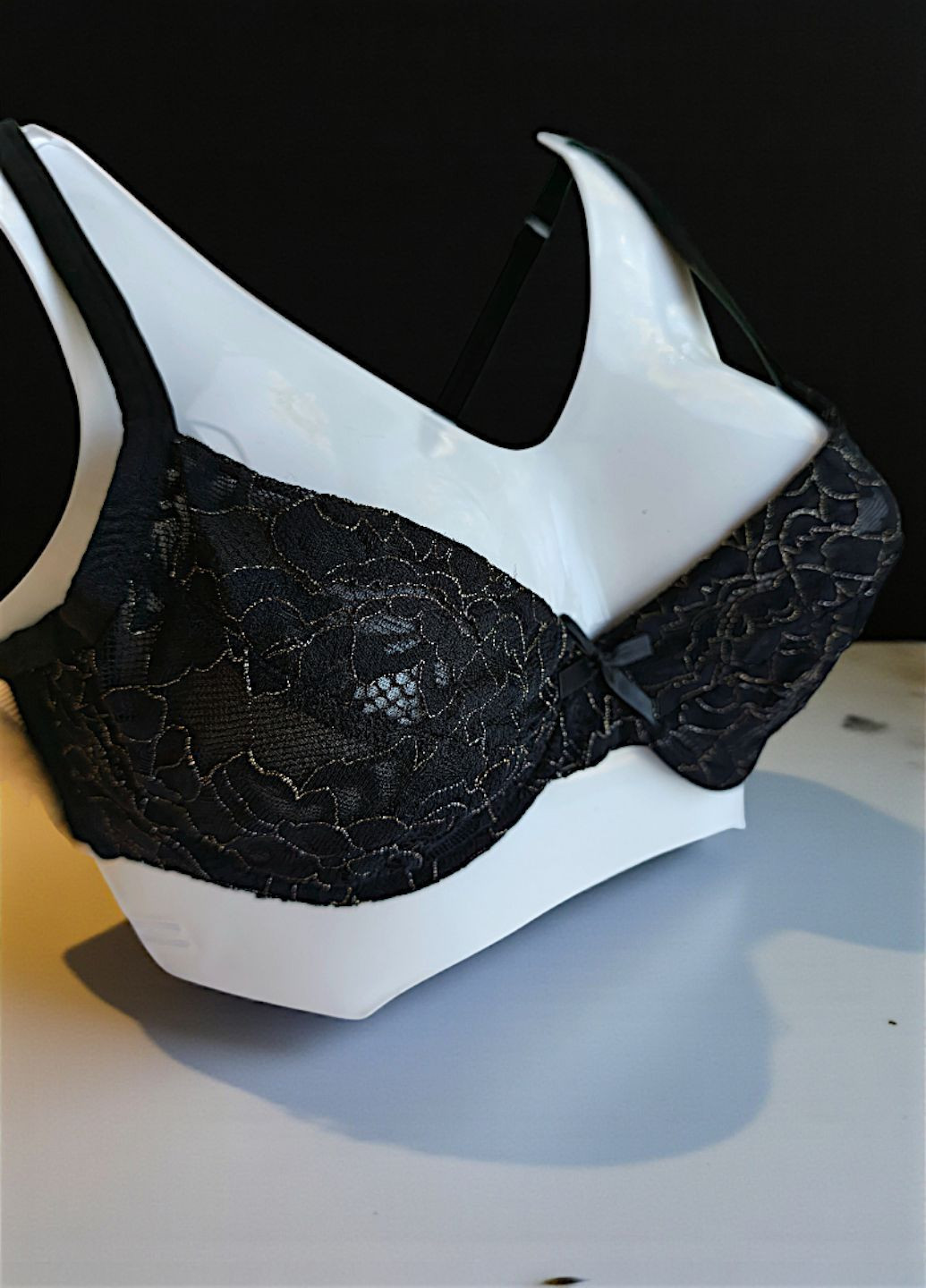 Чёрный балконет кружевной бюстгальтер bra на косточках FS с косточками полиэстер