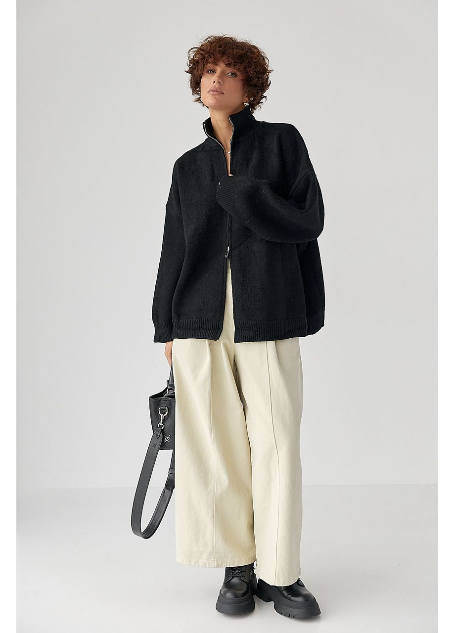 Черный зимний кардиган Lurex