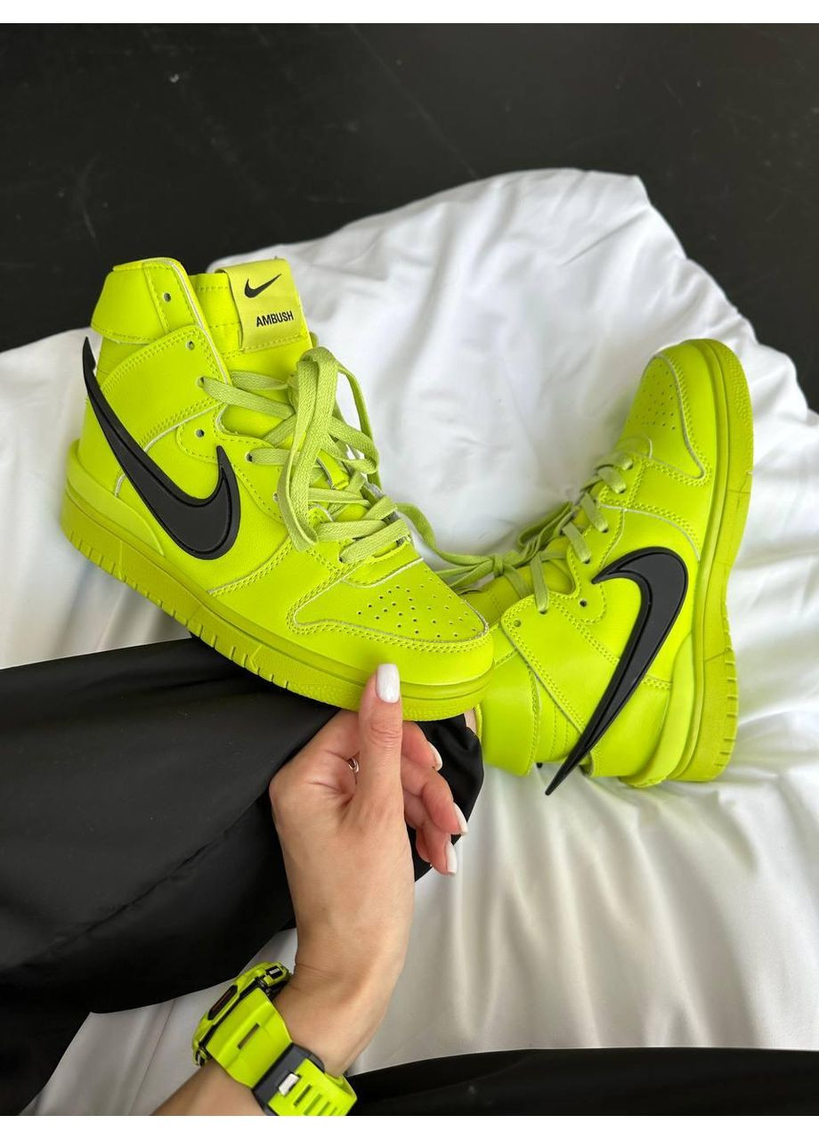 КРОСІВКИ ЖІНОЧІ NIKE SB DUNK HIGH X AMBUSH ACID GREEN НАЙК СБ ДАНК No Brand сірі демісезони (368887869)