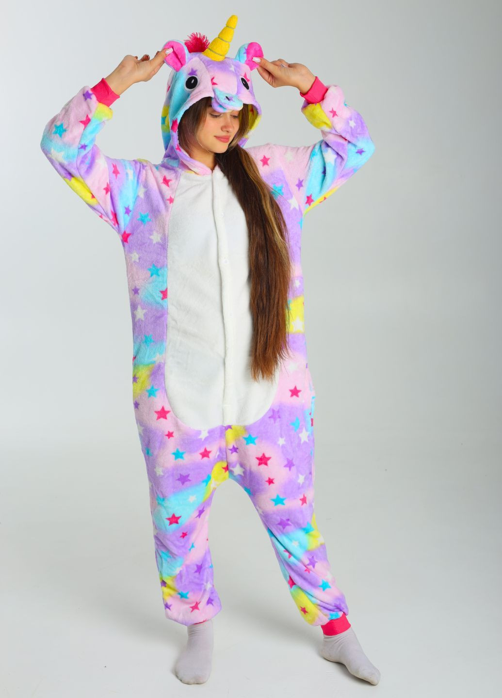 Кігурумі піжама Єдиноріг для дівчаток фіолетовий зоряний теплий комбінезон плюшевий Lalapka (373041257)