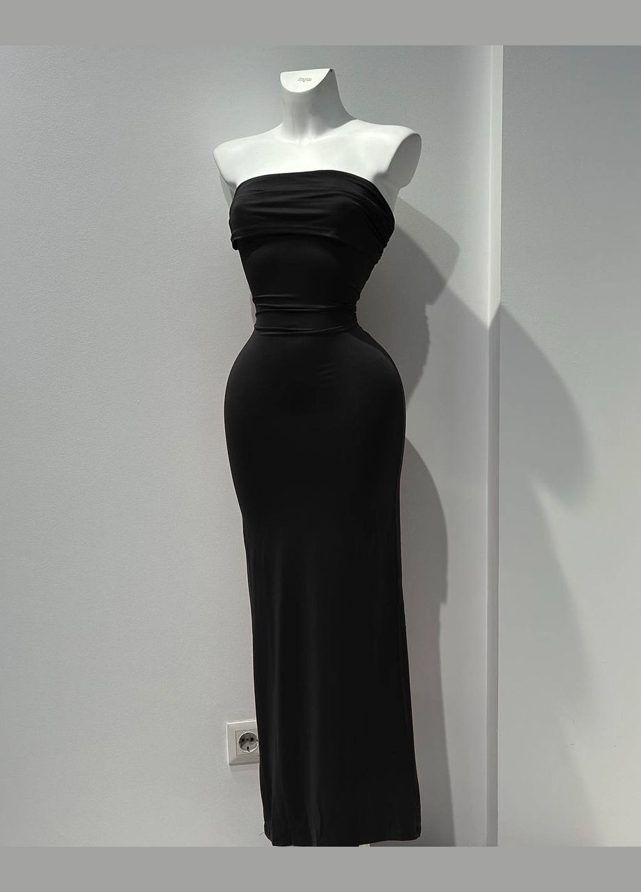 Черное вечернее платье футляр No Brand однотонное