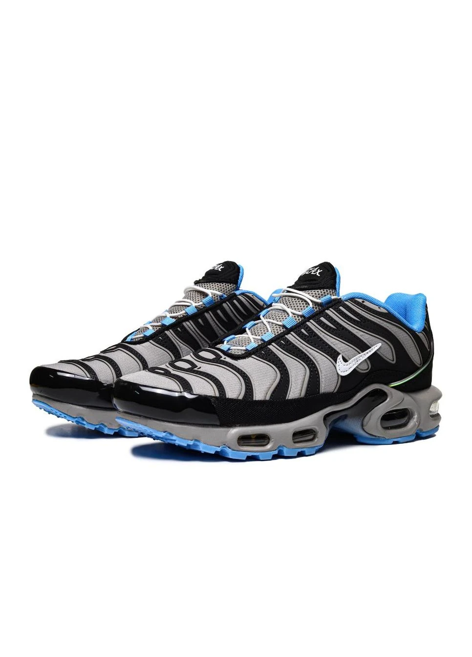 Черные демисезонные кроссовки мужские nike air max tn black grey waterproof найк аир макс тн плюс черные No Brand