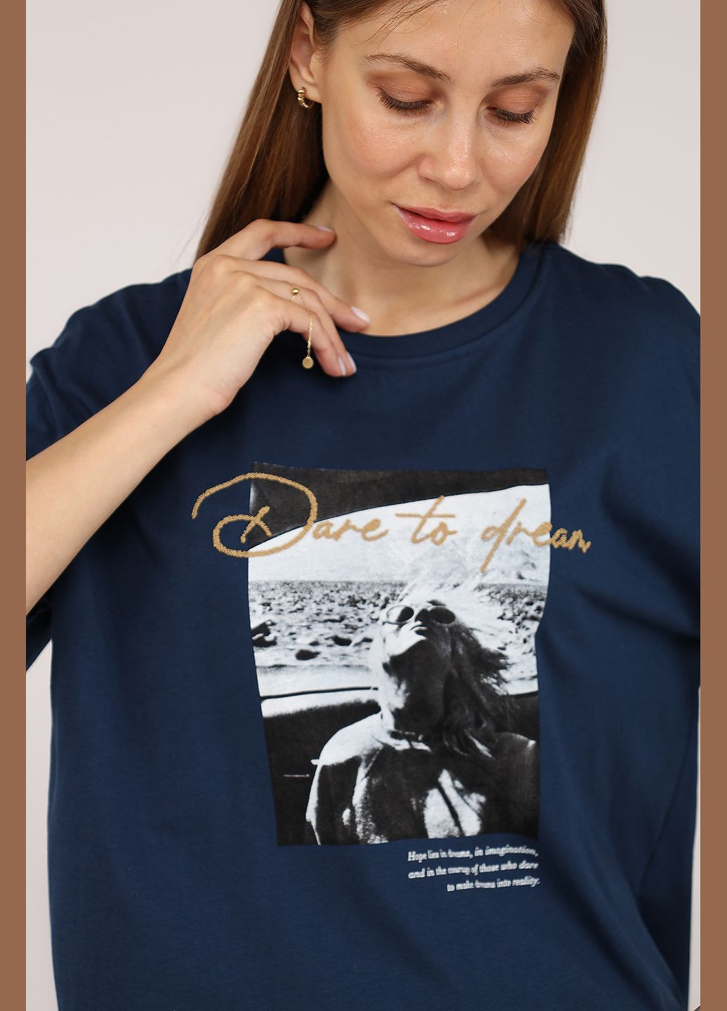 Футболка с коротким рукавом женская цвет темно-синий ЦБ-00275600 Divon - (334429153)