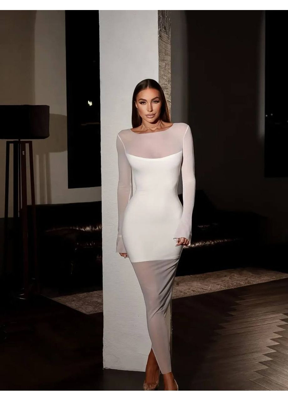 Молочна святковий, коктейльна, вечірня, кежуал жіноча сукня силуетна Asi.Store.ua