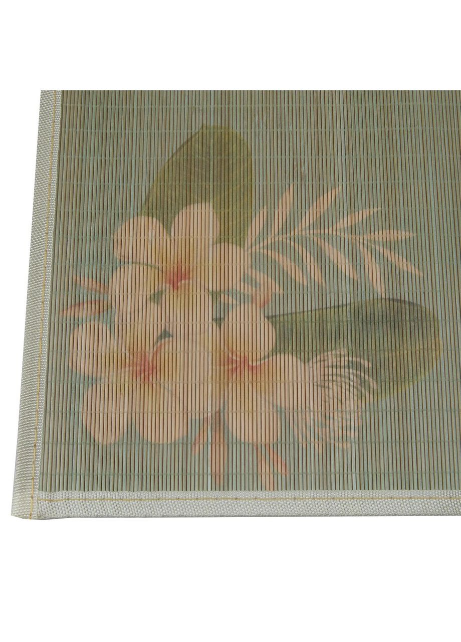 Коврик для стола сервировочный бамбуковый 45x30 см, оливковый с цветами. Supretto (323210444)