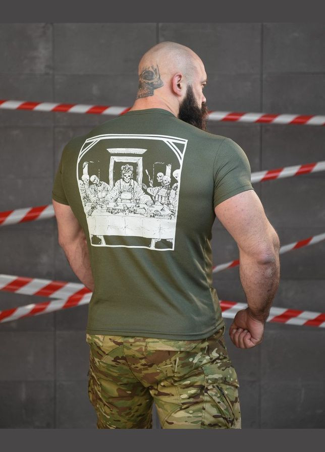 Тактическая потоотводящая футболка с принтом олива No Brand (321791032)