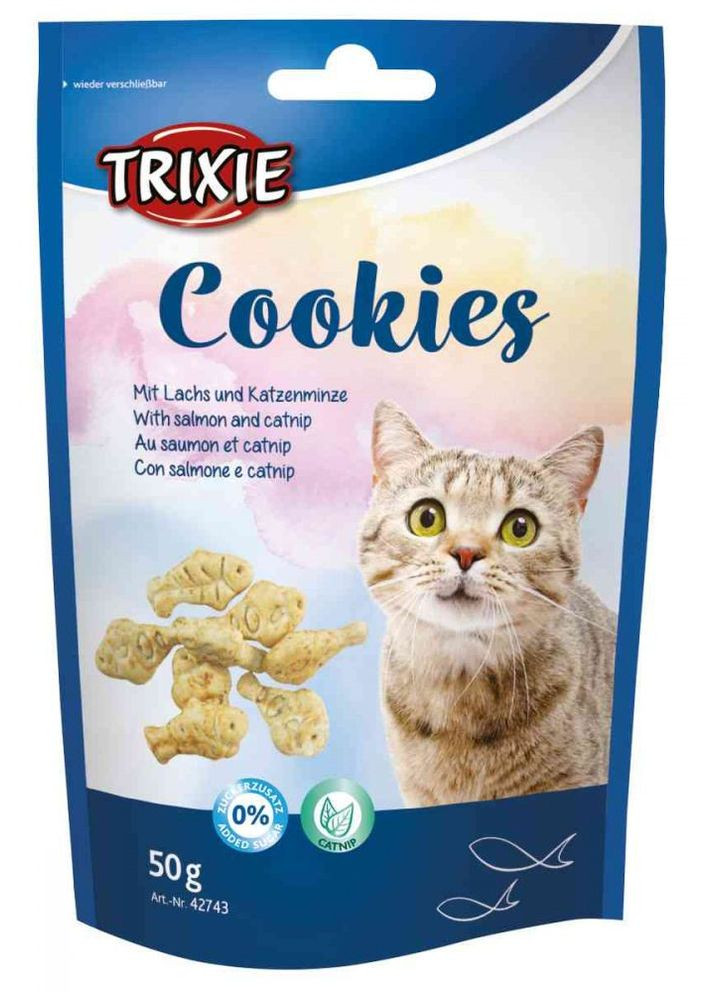 Печиво для кішок Cookies з лососем і котячою м'ятою 50 г (4011905427430) Trixie (279572805)