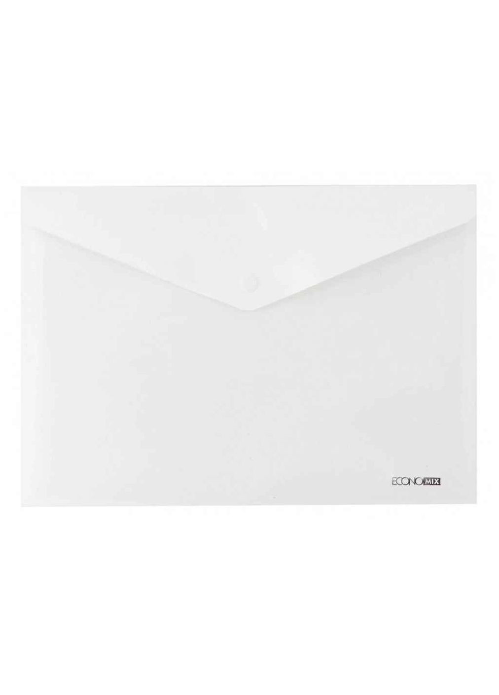 Папка-конверт непрозрачная А4 на кнопке, 180 мкм, фактура "глянец", белая E31301-14 ECONOMIX (357221236)