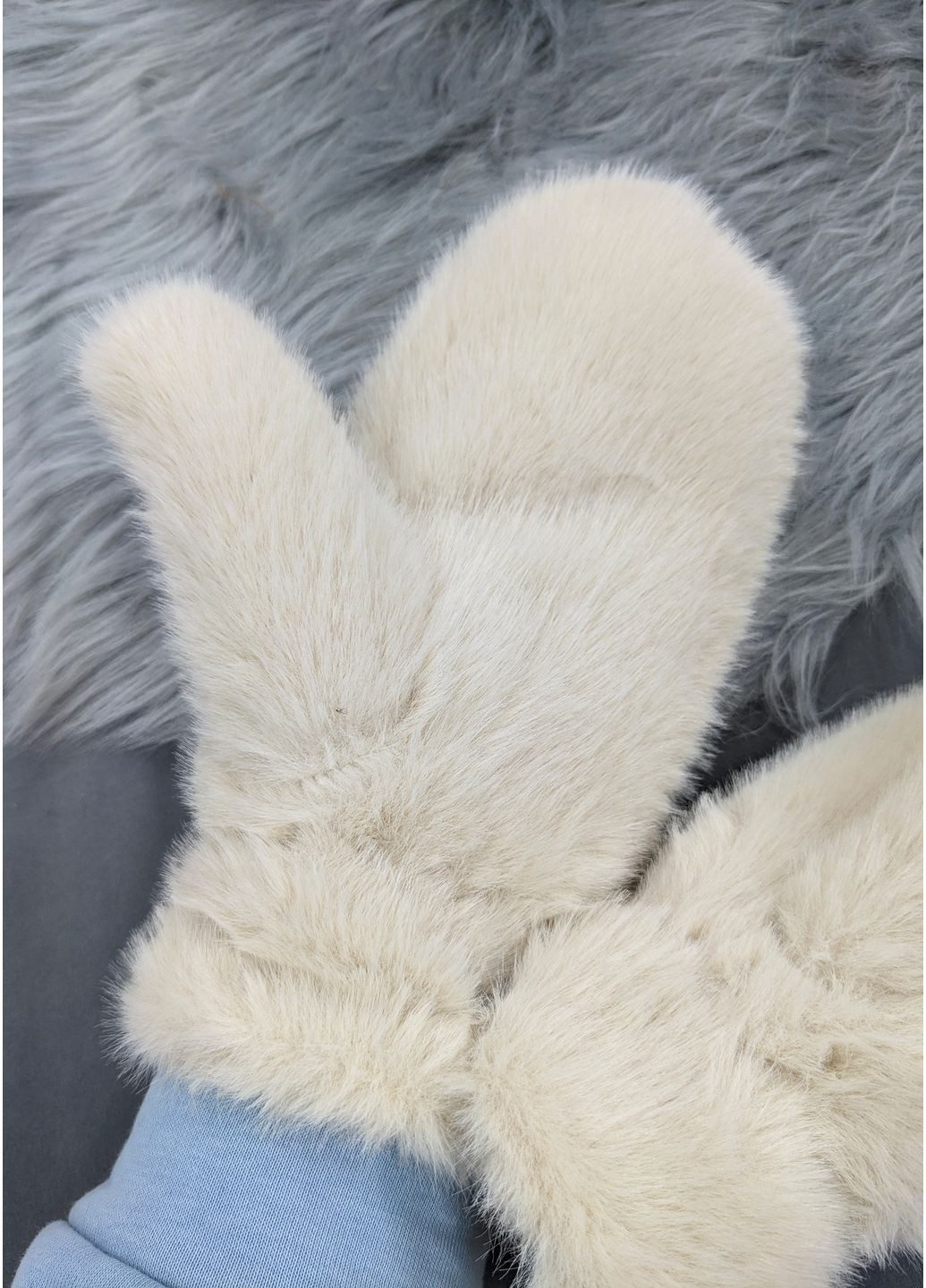 М'які хутряні рукавички сірого кольору INNOE Рукавиці (364656690)