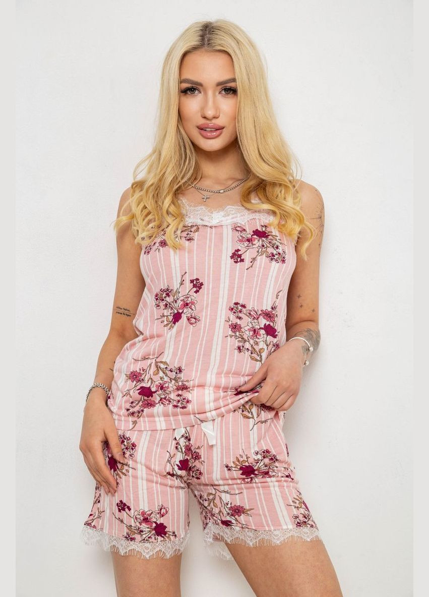 Пудровая пижама женская с принтом, 243r2126 Good Night