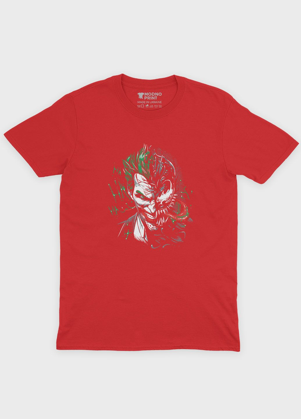 Червона демісезонна футболка для дівчинки з принтом суперзлодія - джокер (ts001-1-sre-006-005-028-g) Modno