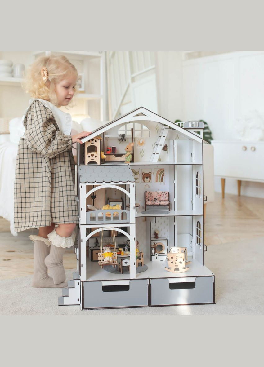 Кукольный домик Смарт Хаус с лифтом и ящиками для ЛОЛ с мебелью Eco (kdl011oe) NestWood (303632963)