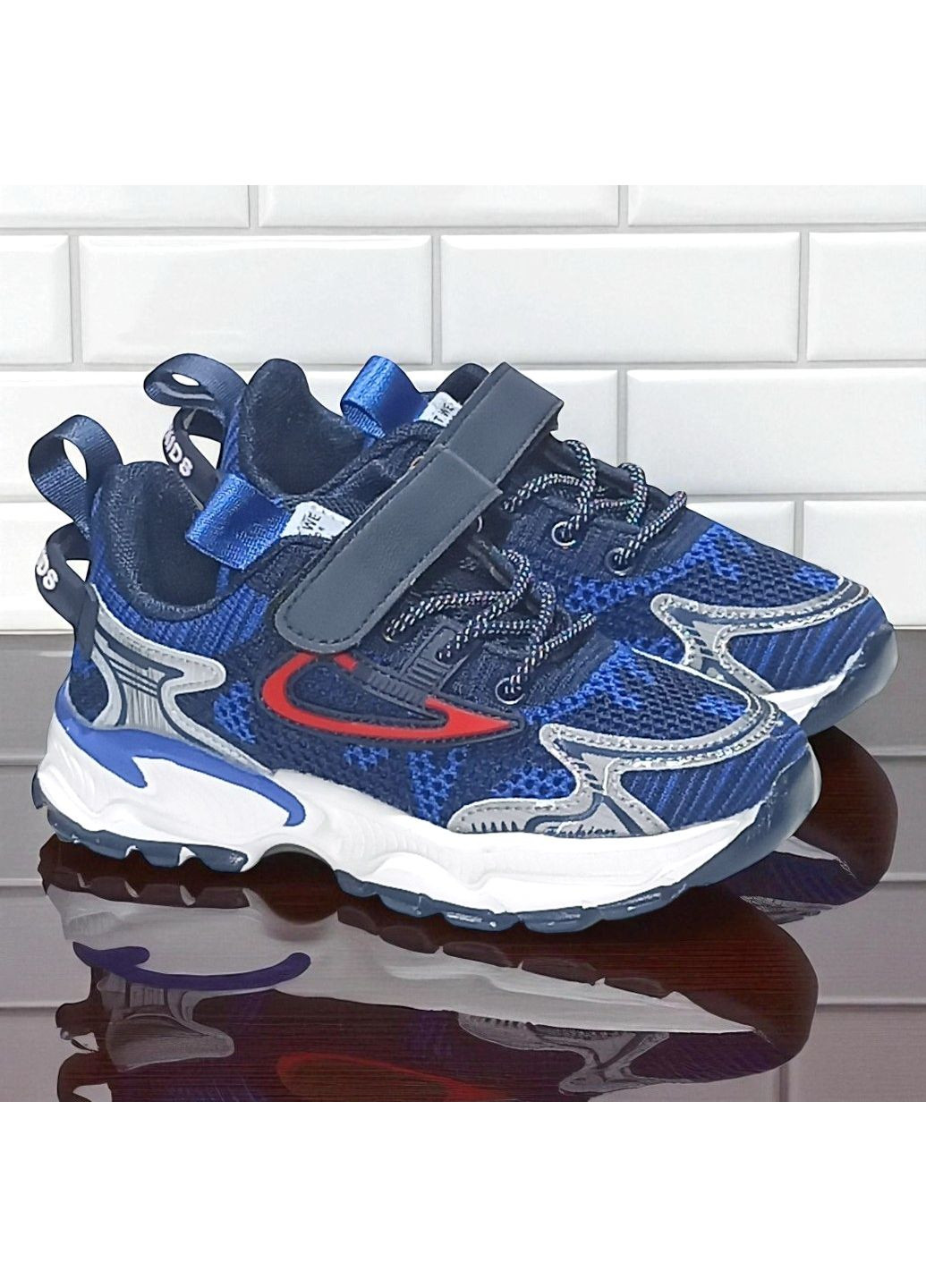 Синій Осінні текстильні ортопедичні кросівки на липучці для хлопчика Clibee