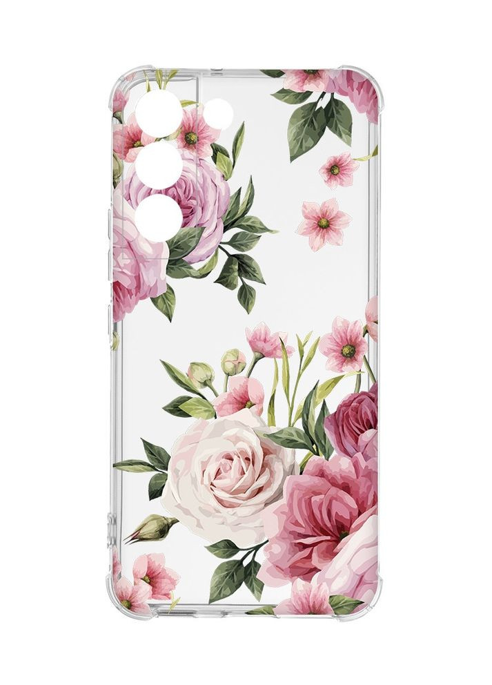 Чехол с утолщёнными углами на Samsung Galaxy S22:: Розовые цветы (принт 287) Creative (360669454)