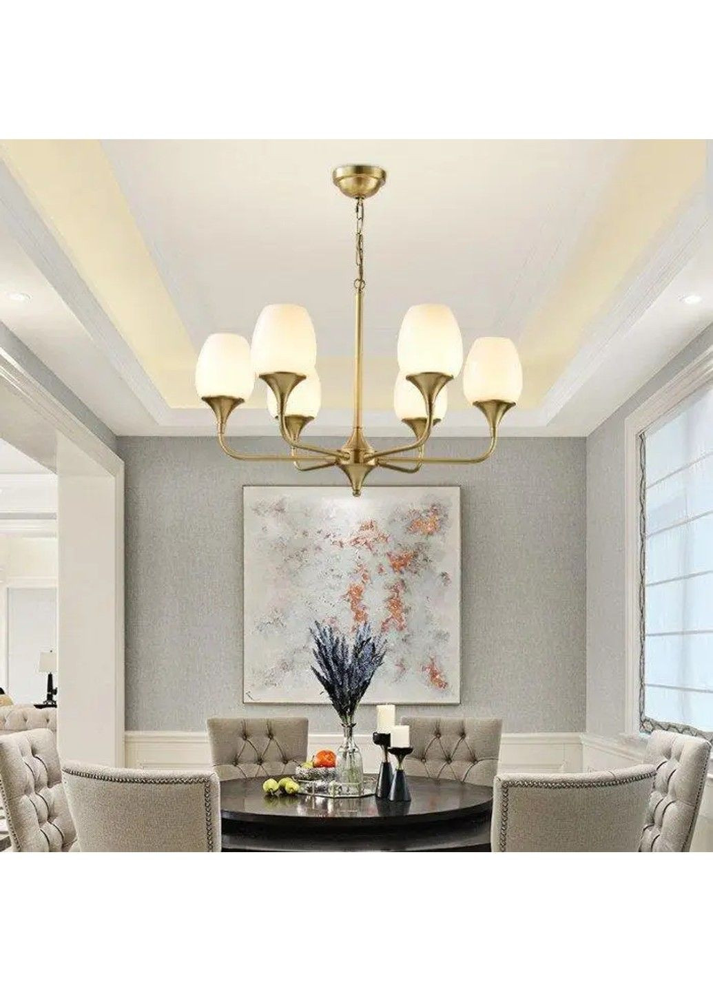 Світлодіодна люстра Жоржина 5035 (Золота) на 6 плафонів No Brand (331639691)