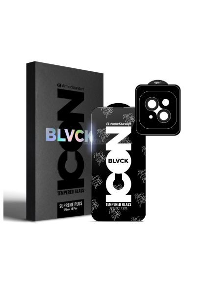 Стекло защитное Apple iPhone 15 Plus (ARM71138) ArmorStandart Supreme Plus Black Icon Apple iPhone 15 Plus (366662452)