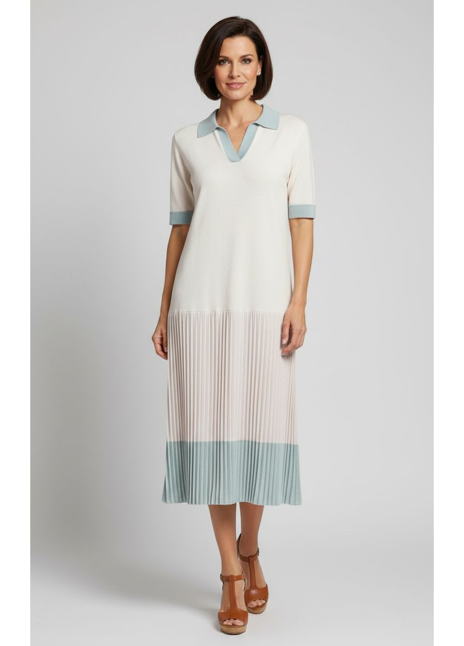 Бежева кежуал літня плісирована сукня міді блакитний Number Nine