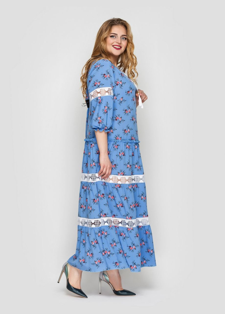 Голубое повседневный платье анна 56 голубой 0205 Vlavi