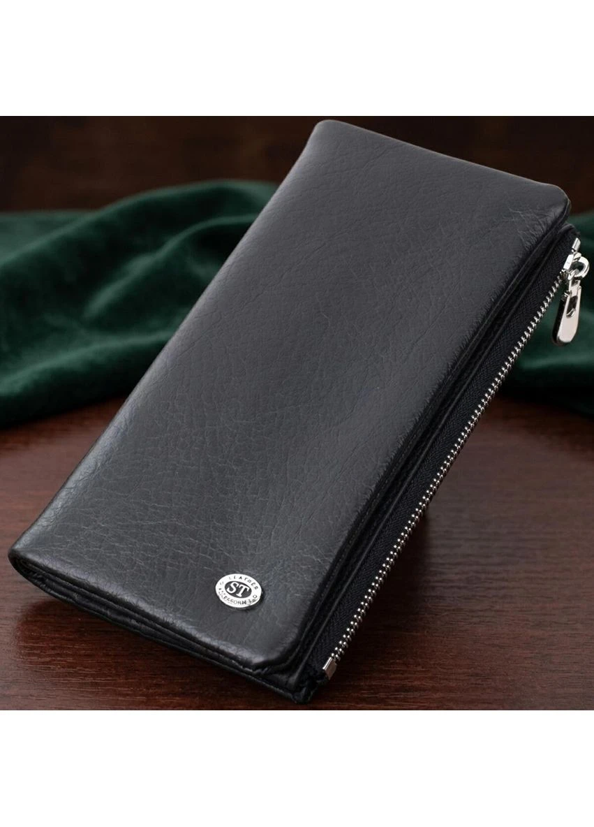 Вертикальный бумажник унисекс из мягкой натуральной кожи 22743 Черный st leather (401901514)