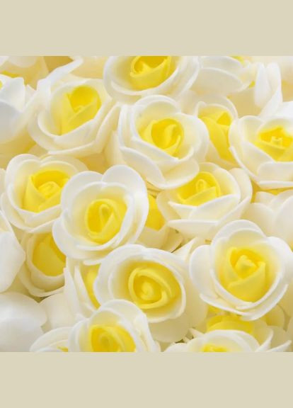 Головки квітів для рукоділля 50 штук 3 см біло-жовтий Jannet квіти (330758661)