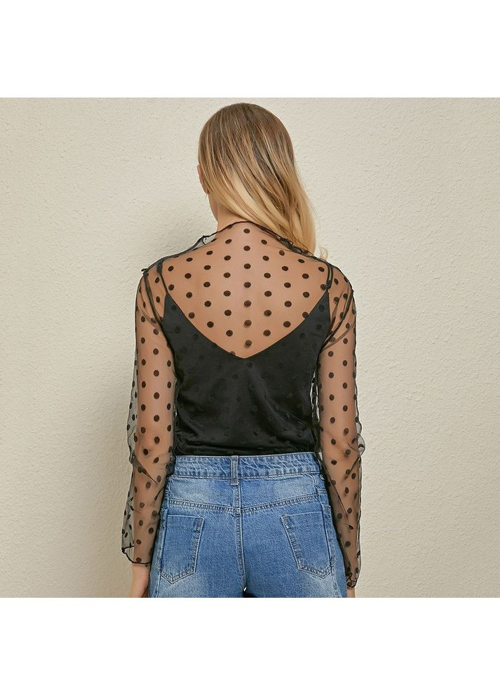 Чорна прозора кофтинка в горошок (30к015) No Brand