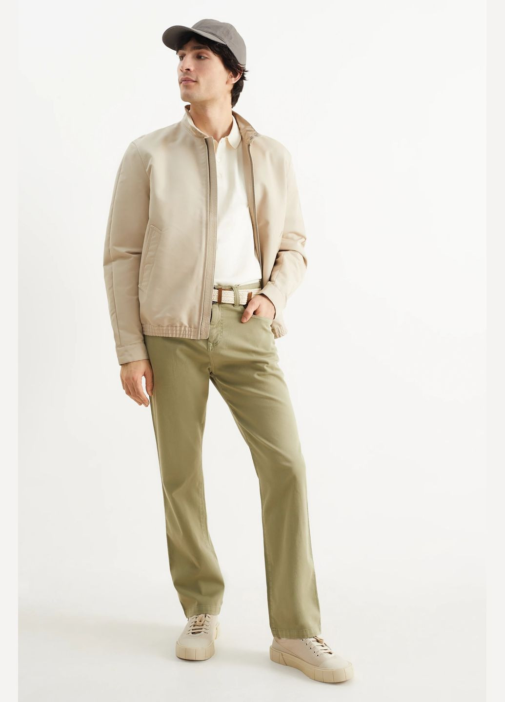 Хаки кэжуал демисезонные брюки C&A