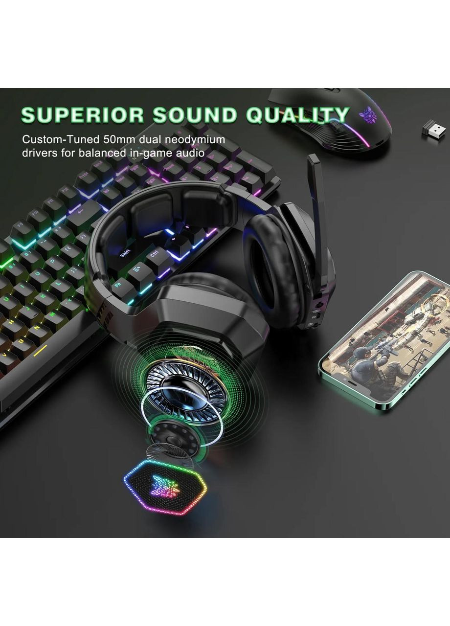 Геймерские игровые Bluetooth наушники B100 с выдвижным микрофоном и LED подсветкой White Onikuma (356112228)