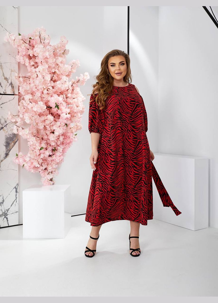 Красное коктейльное, деловое, повседневный, кэжуал, вечернее женское платье No Brand зебра