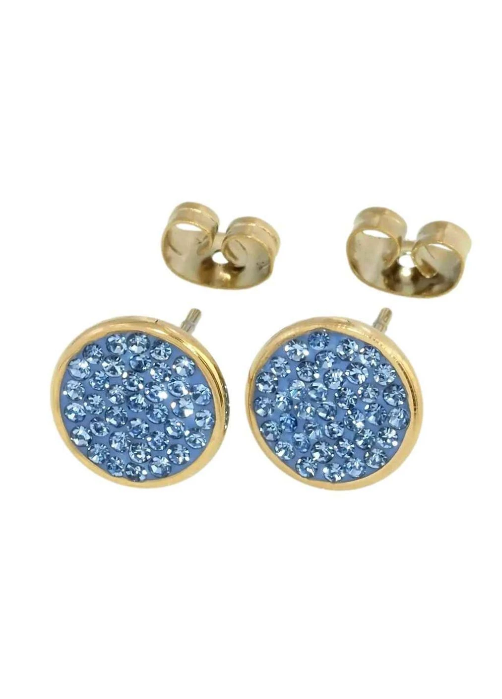 Серьги TTM Stainless Steel 14K пусеты "Круги с голубыми кристаллами" ø 10мм (209380) Xuping Jewelry (356456406)