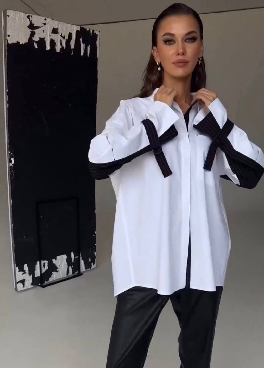 Белая повседневный рубашка Allthings с длинным рукавом