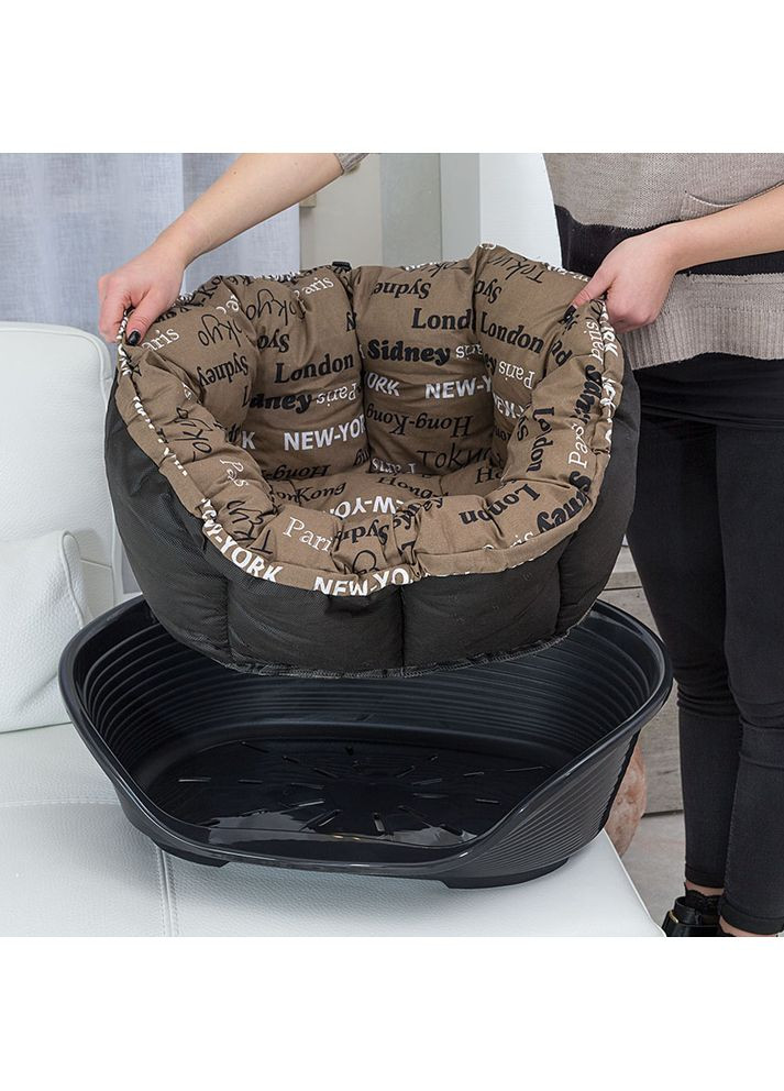 Лежак для котів та собак пластиковий зі знімною коричневою подушкою SOFA 6 Ferplast (353688059)
