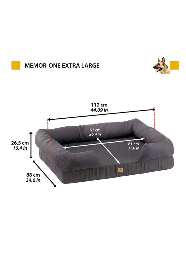 Ортопедичний лежак для собак та котів Memor-One XL з ефектом пам'яті сірий 112x88x26.5 см 81065599 Ferplast (323224546)