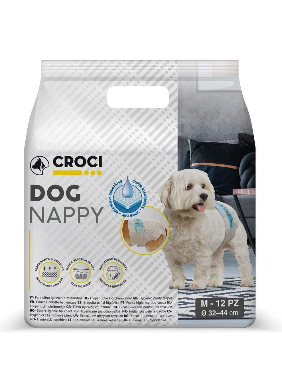 Подгузники для собак 3244 см Dog nappy M 12 шт/уп (8023222053816) Croci (300526847)