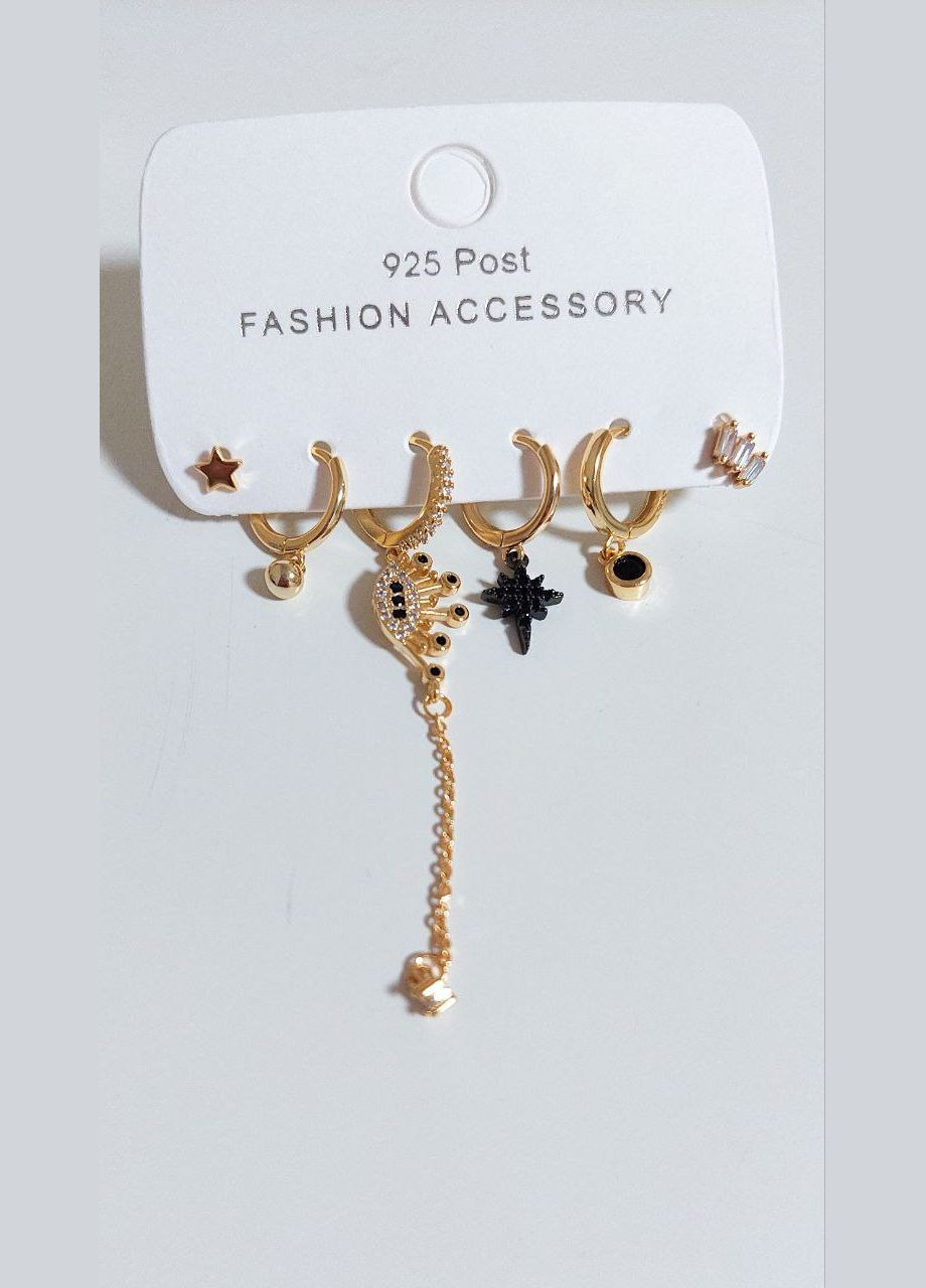 Комплект з 6-ти сережок золотого кольору DeKolie (296481785)