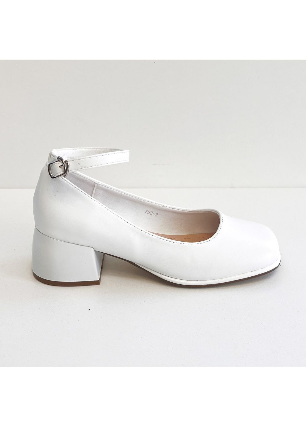 L&M Женские туфли эко кожа белые на каблуке с квадратным носком белый з искусственная кожа, — всесезон (351363051)