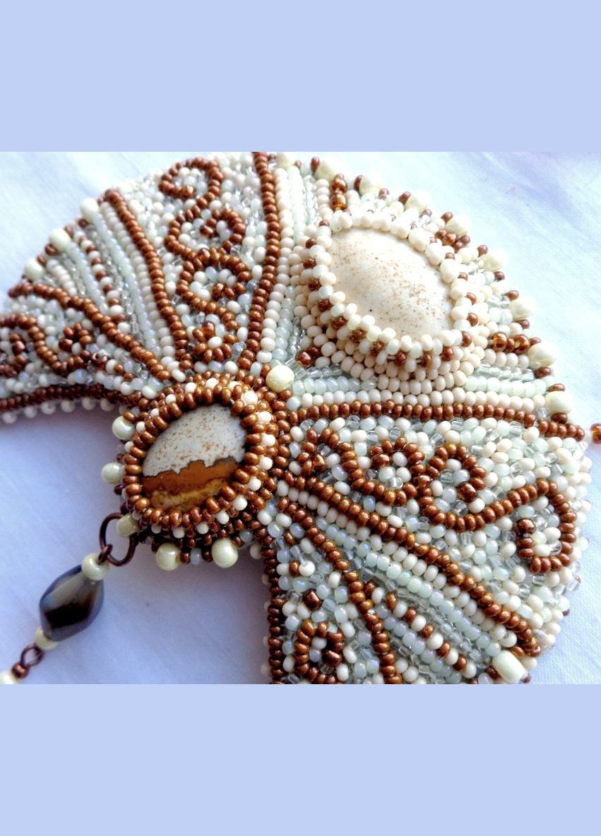 Колье лунница ручной работы из бисера и натуральных камней "Версаль" No Brand (358224513)