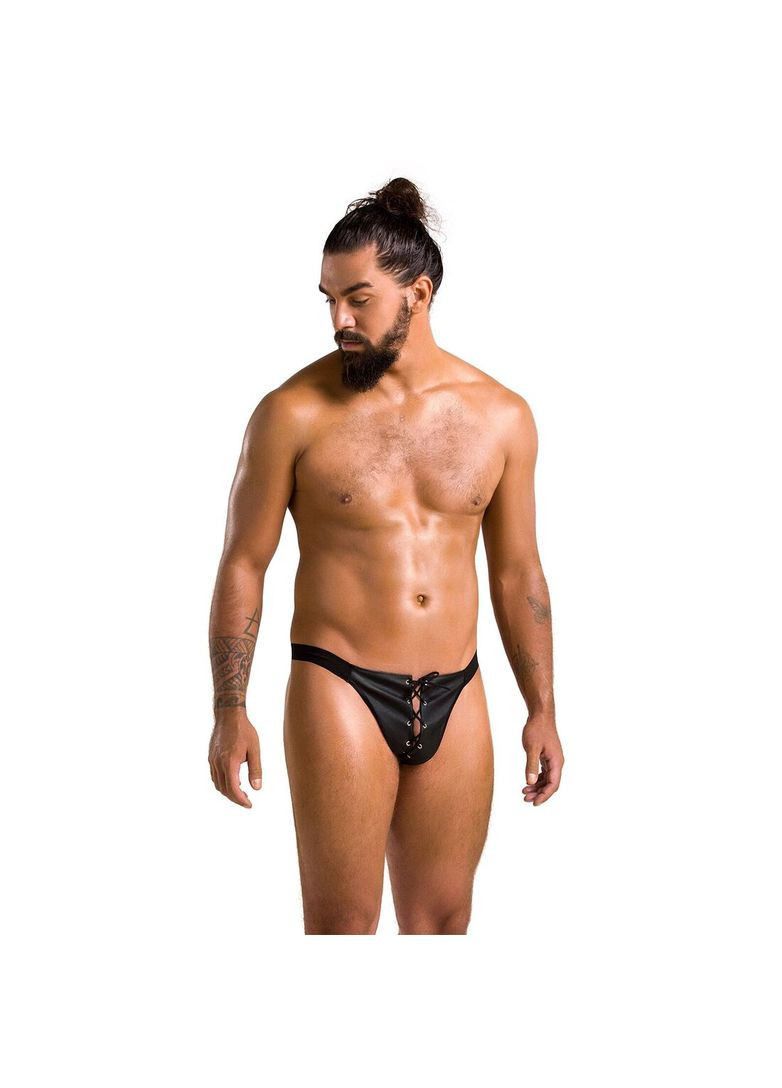 Мужские слипы на шнуровке 044 SLIP BEN XXL/XXXL Black, экокожа, люверсы Passion (369951039)