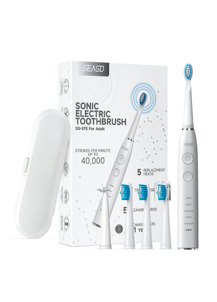 Звуковая электрическая зубная щетка Sonic Electric Toothbrush (White) электрощетка зубная Seago SG575 (301426425)