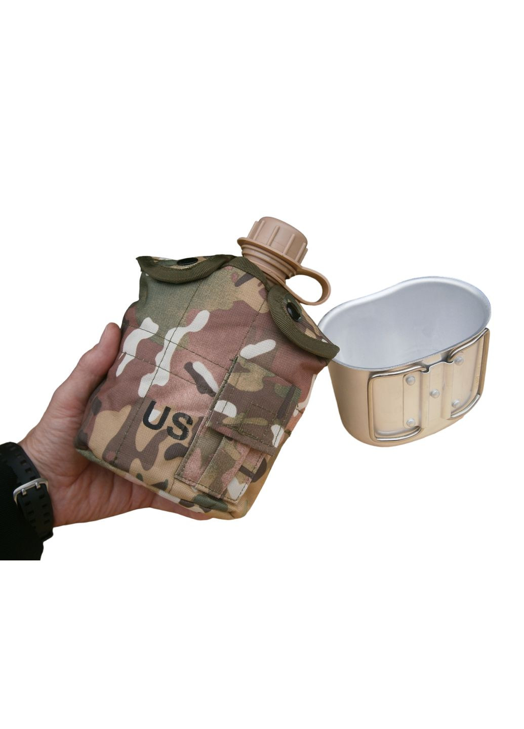 Фляга з кружкою US Вottle 1 л пластикова в чохлі Multicam No Brand (302391798)