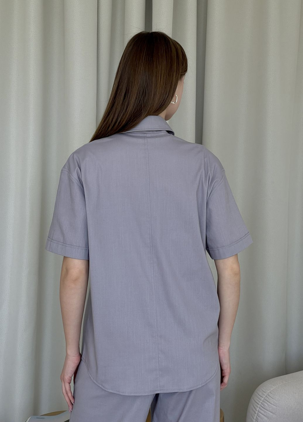 Серая классическая, повседневный, кэжуал рубашка однотонная Merlini с коротким рукавом