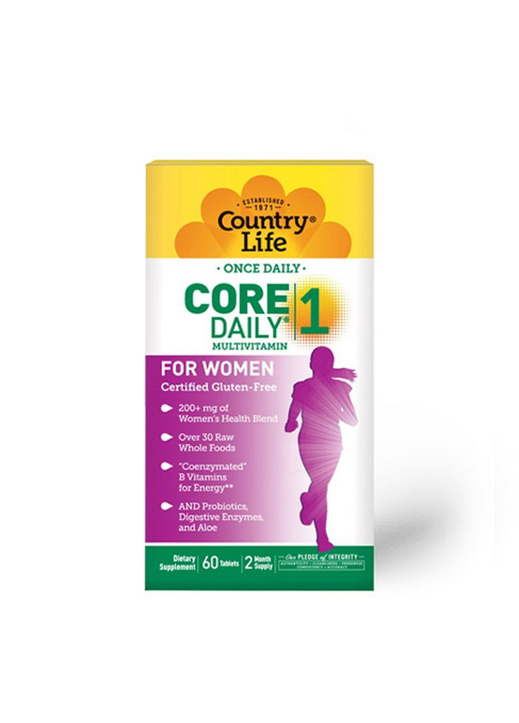 Вітаміни та мінерали Core Daily-1 Multivitamins Women, 60 таблеток Country Life (315869667)