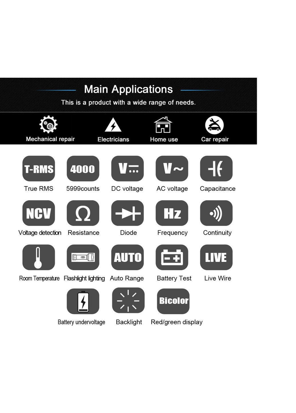 Безконтактний індикатор фази та напруги A3X з функцією тестера, з чохлом Bside (300577541)