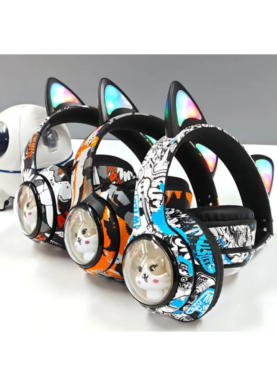 Беспроводные наушники в стиле граффити с ушками Bluetooth No Brand AKZ-37 (320741604)
