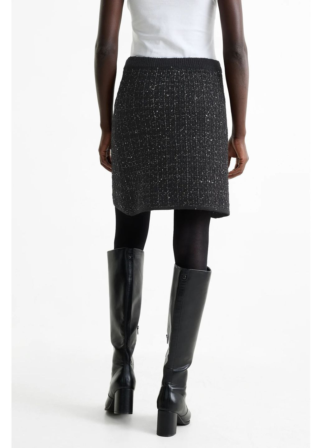 Черная кэжуал однотонная вязаная юбка C&A